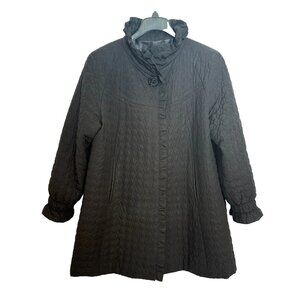 Betsey Johnson Y2K Quilted Ruffle Coat • Romantic Rosette • Size L